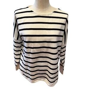 French Connection Oversized Parisian Striped Sweater White Black S